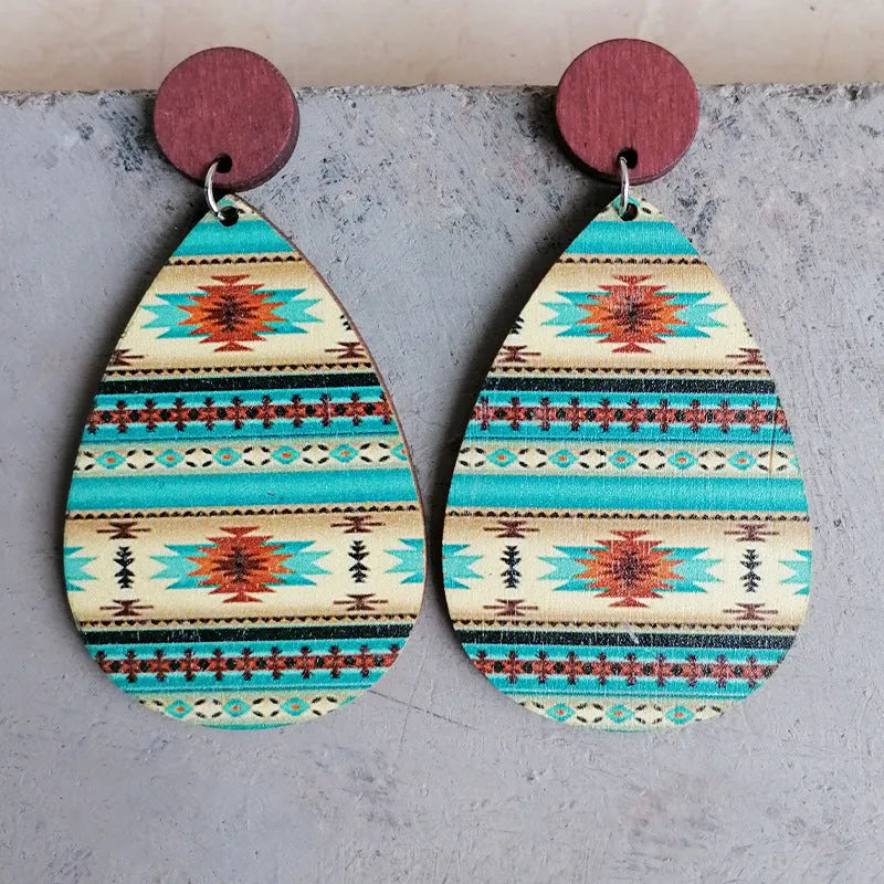 Geometric Wood Teardrop Earrings Earrings - Tophatter Daily Deals