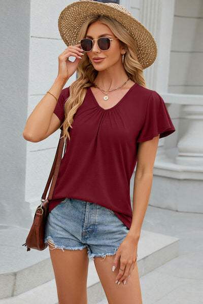 V-Neck Short Sleeve T-Shirt Women's T-Shirts - Tophatter Daily Deals