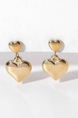 14K Gold Plated Double Heart Stud Earrings Gold One Size Earrings - Tophatter Daily Deals