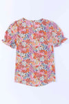 Floral Short Flounce Sleeve Blouse Blouses - Tophatter Daily Deals