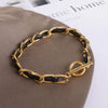 18K Gold-Plated Leather Chain Bracelet Bracelets - Tophatter Daily Deals