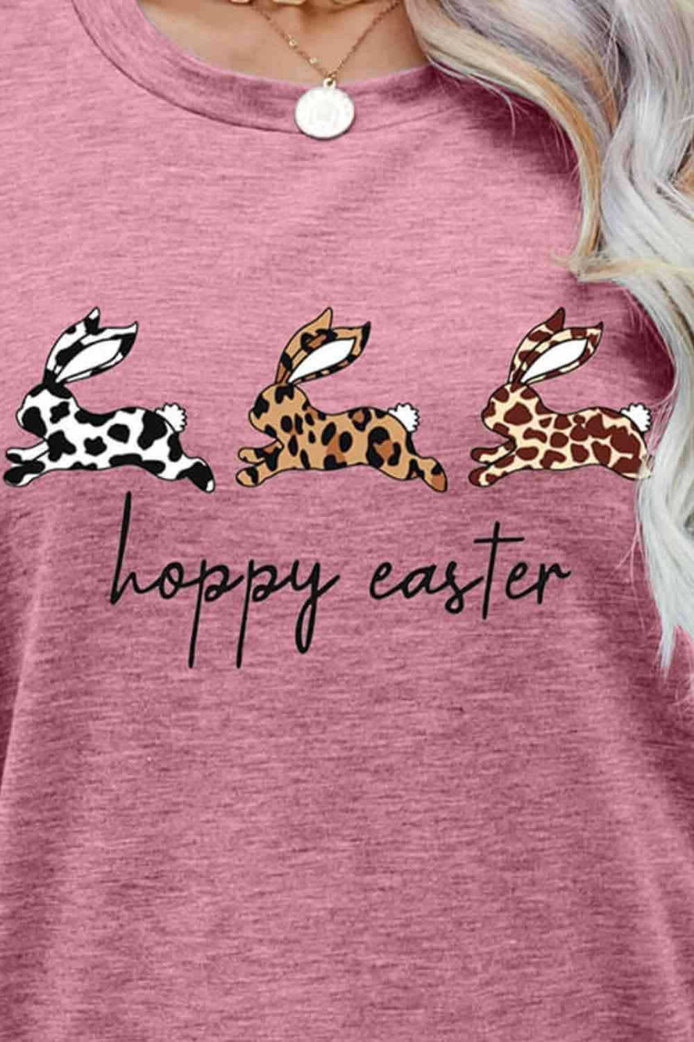 HOPPY EASTER Bunny Graphic Tee Shirt Women's T-Shirts - Tophatter Daily Deals