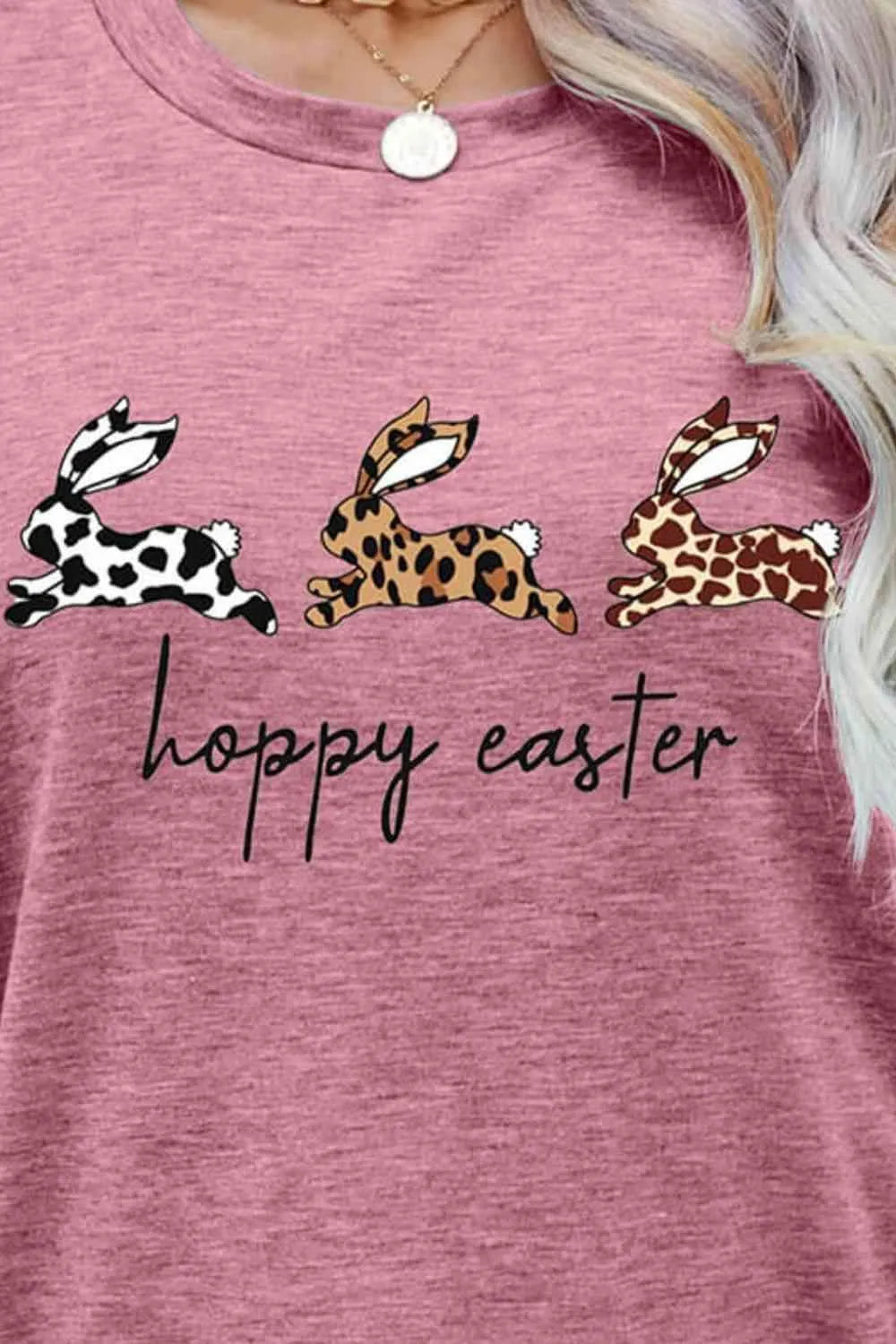 HOPPY EASTER Bunny Graphic Tee Shirt Women's T-Shirts - Tophatter Daily Deals