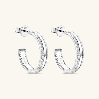 925 Sterling Silver Inlaid Moissanite C-Hoop Earrings - Shop Tophatter Deals, Electronics, Fashion, Jewelry, Health, Beauty, Home Decor, Free Shipping