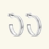 925 Sterling Silver Inlaid Moissanite C-Hoop Earrings Moissanite - Tophatter Daily Deals
