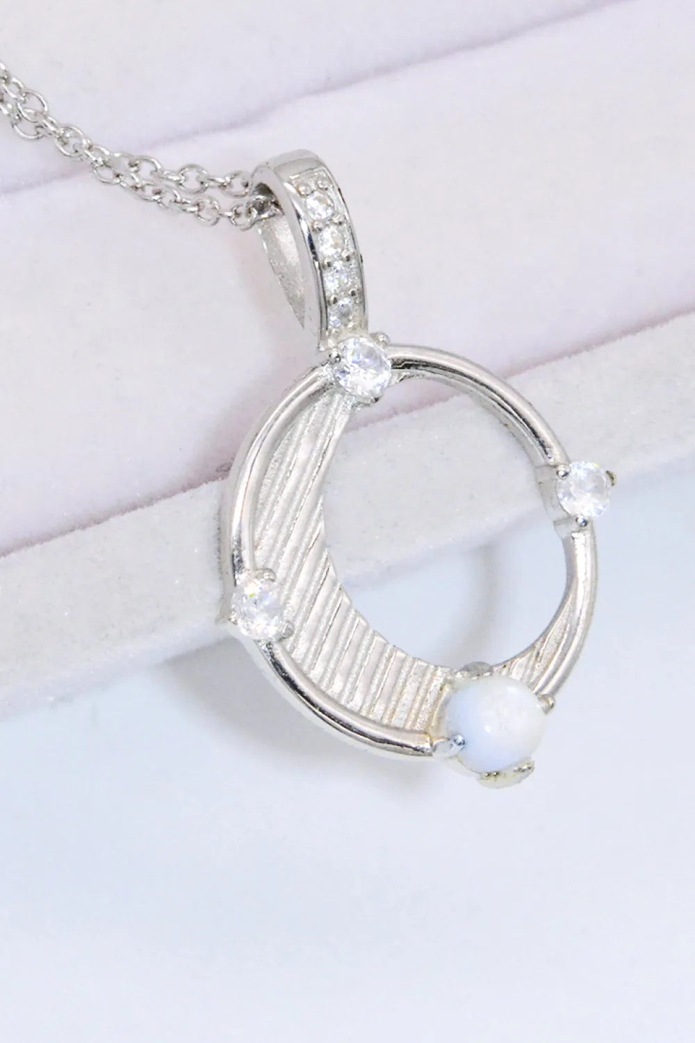 Inlaid Zircon and Natural Moonstone Pendant Necklace Moonstone - Tophatter Daily Deals