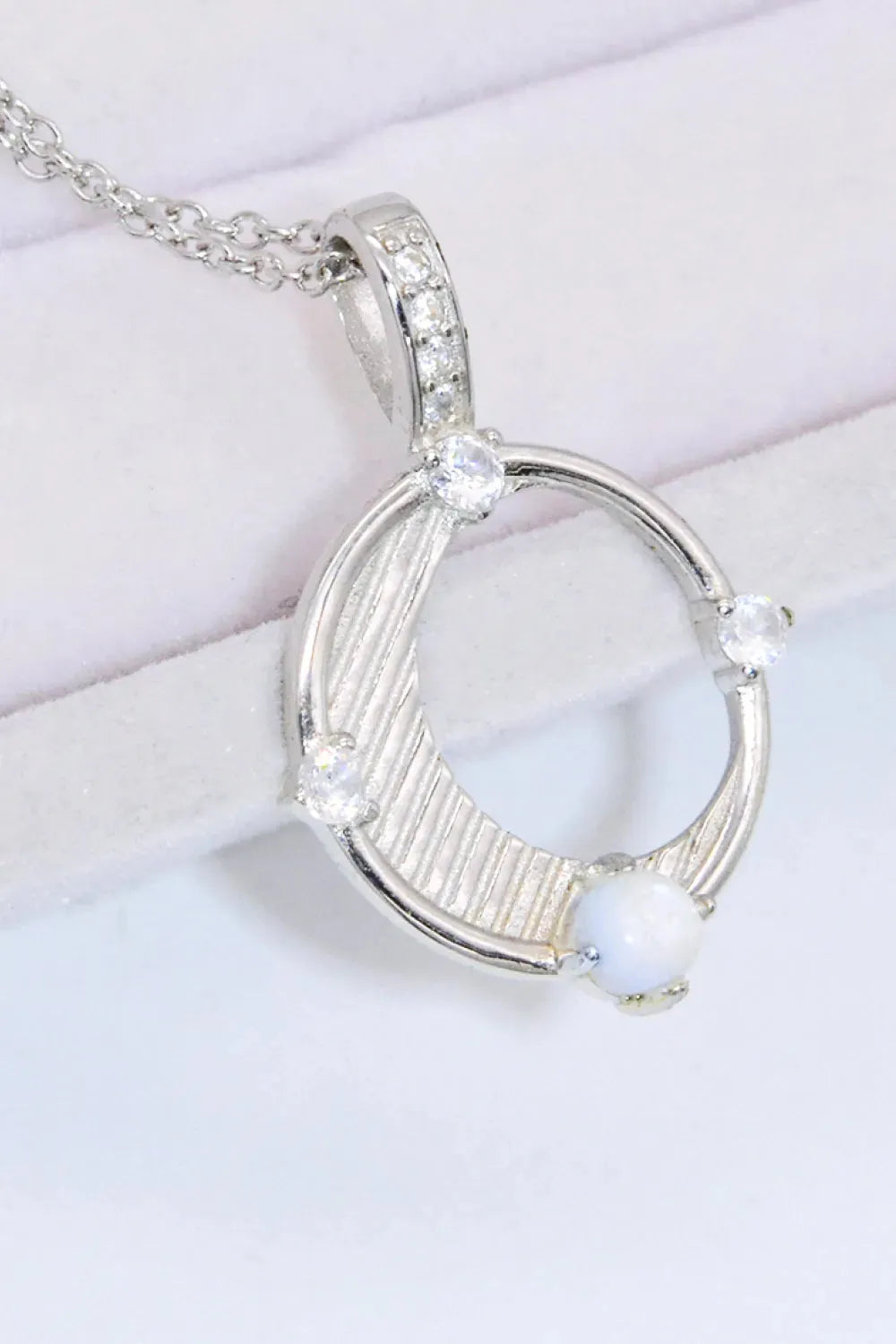 Inlaid Zircon and Natural Moonstone Pendant Necklace Moonstone - Tophatter Daily Deals