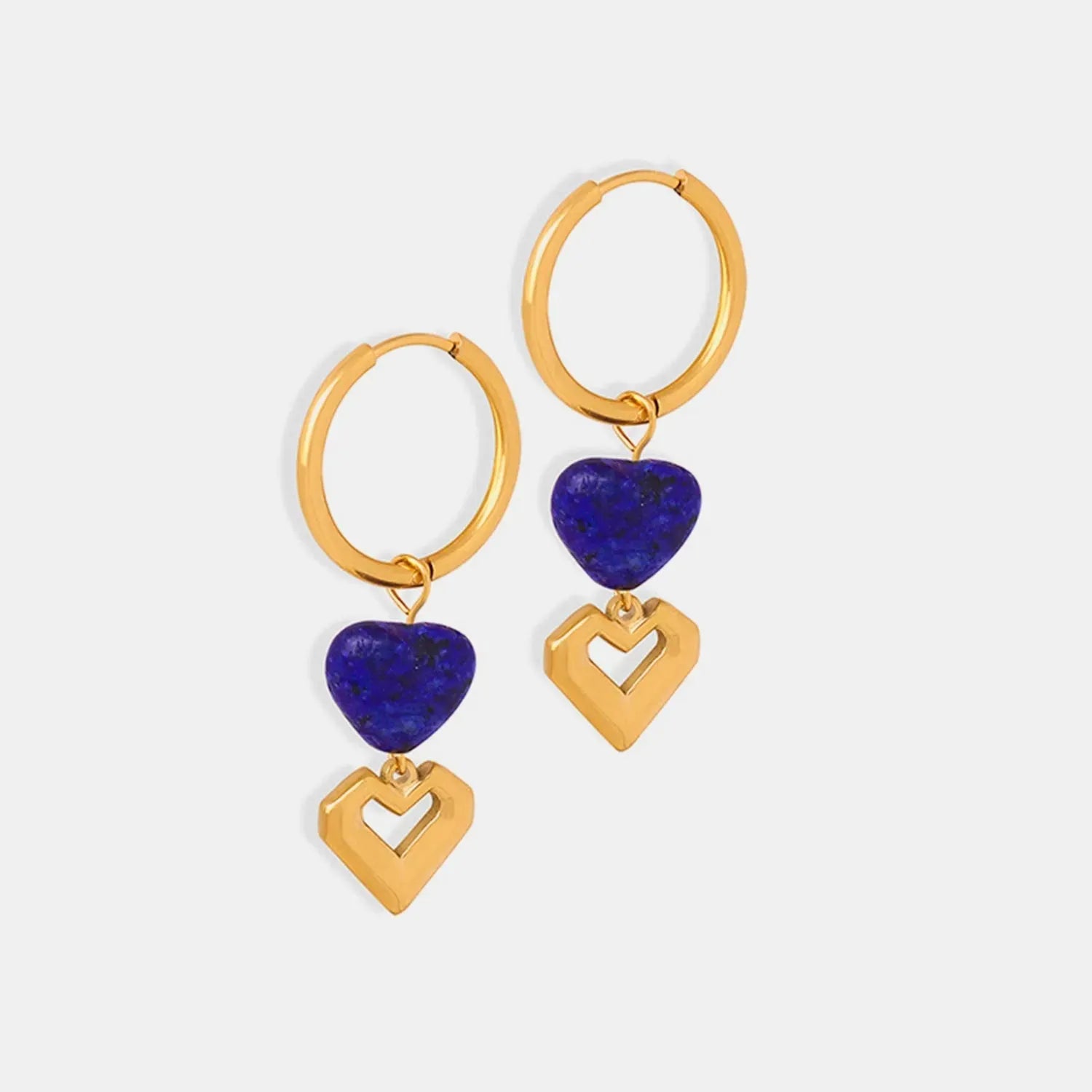 Heart Shape Lapis Lazuli Dangle Earrings Earrings - Tophatter Daily Deals