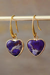 Imperial Jasper Heart Earrings Purple One Size Earrings - Tophatter Daily Deals