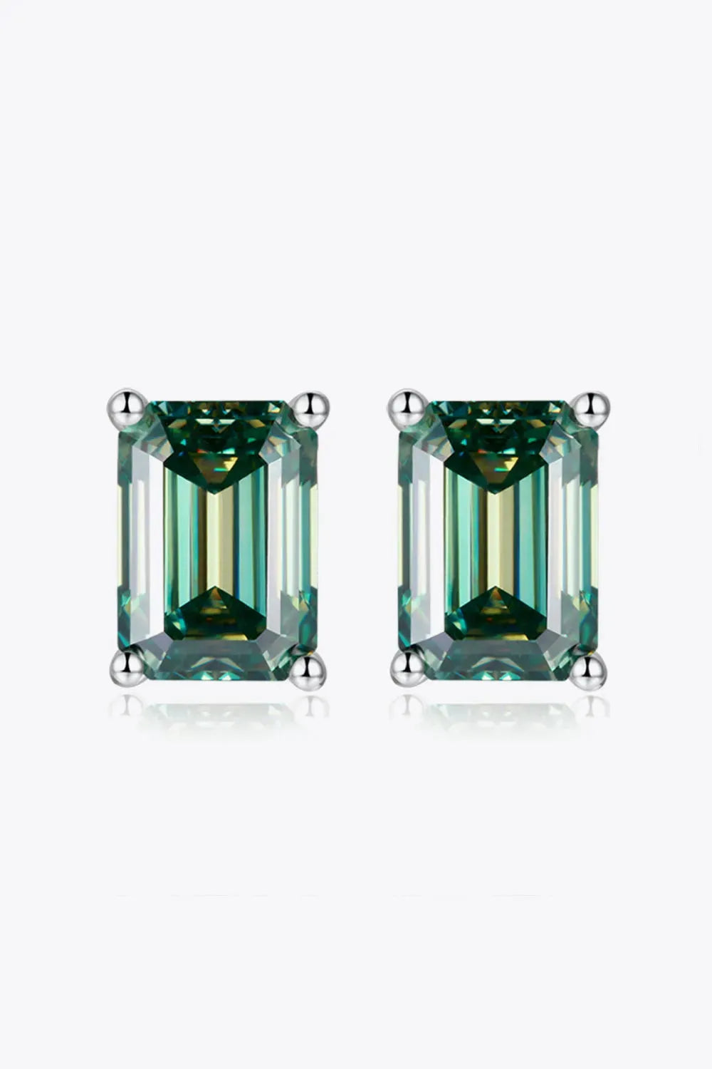 2 Carat Moissanite Stud Earrings in Green Moissanite - Tophatter Daily Deals
