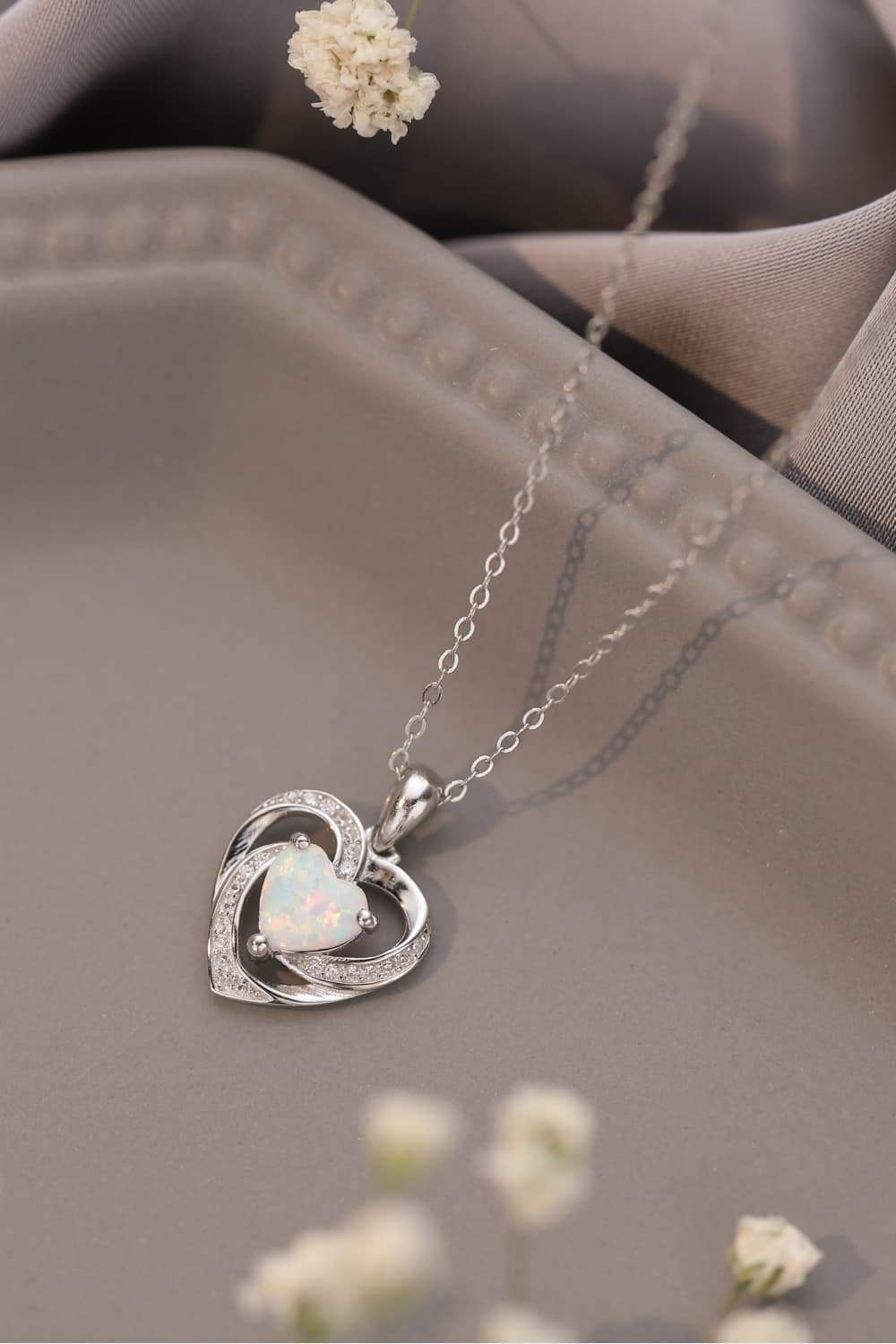 Opal Heart Pendant Necklace Opal - Tophatter Daily Deals