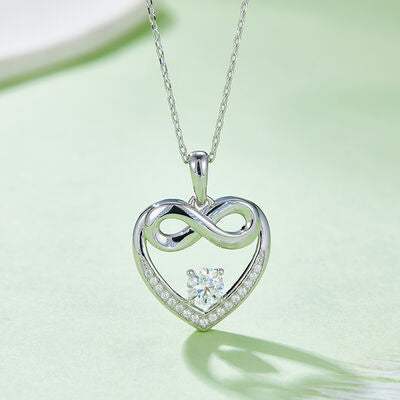 Moissanite 925 Sterling Silver Heart Necklace Silver One Size Moissanite - Tophatter Daily Deals