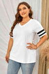 Plus Size Striped V-Neck Tee Shirt Women's T-Shirts - Tophatter Daily Deals