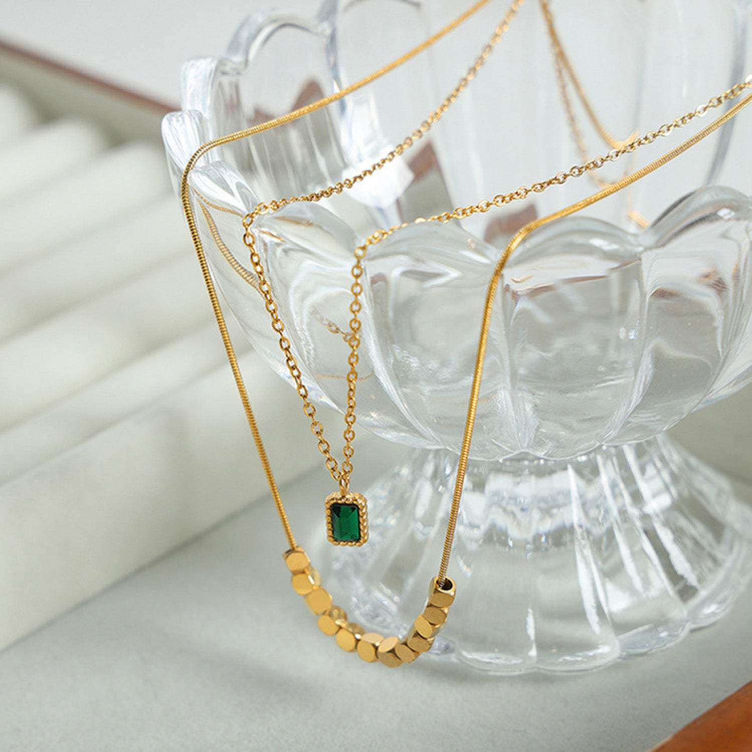 18K Gold-Plated Double-Layered Necklace Necklaces - Tophatter Daily Deals