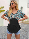 Leopard Waffle-Knit Short Sleeve Top Women's T-Shirts - Tophatter Daily Deals