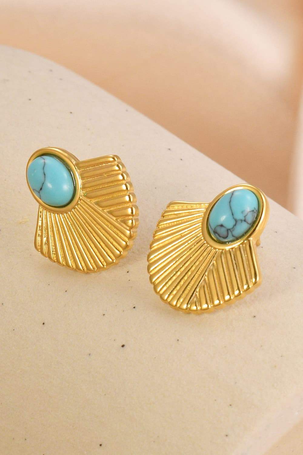 Turquoise 18K Gold Plated Stud Earrings Earrings - Tophatter Daily Deals