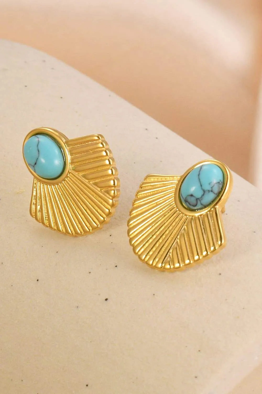 Turquoise 18K Gold Plated Stud Earrings Earrings - Tophatter Daily Deals