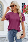 Round Neck Petal Sleeve T-Shirt Women's T-Shirts - Tophatter Daily Deals