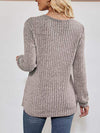 V-Neck Ribbed Long Sleeve Top Blouses - Tophatter Daily Deals