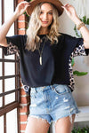 Leopard Round Neck Short Sleeve Tee Women's T-Shirts - Tophatter Daily Deals