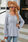 Round Neck Flounce Sleeve Blouse Misty Blue Blouses - Tophatter Daily Deals