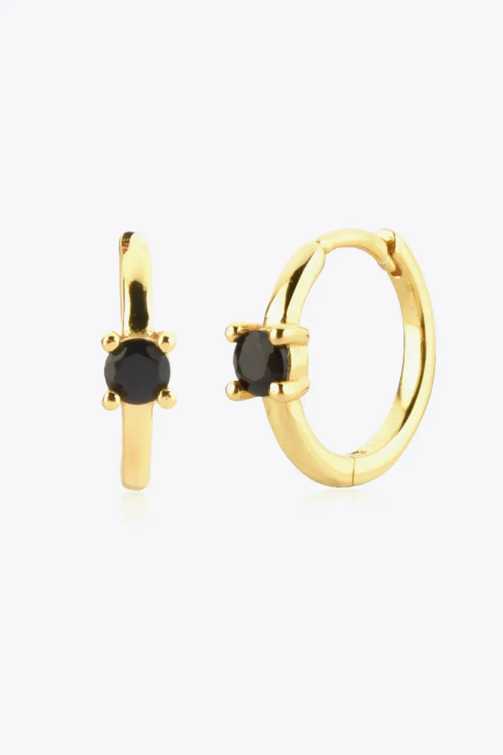 Zircon 925 Sterling Silver Huggie Earrings Black One Size Earrings - Tophatter Daily Deals