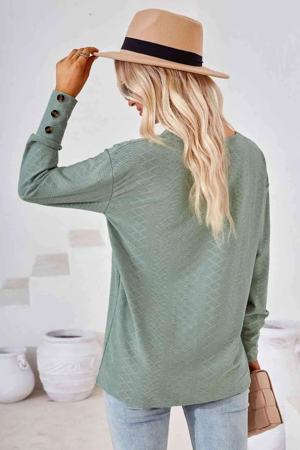 V-Neck Long Sleeve Blouse Blouses - Tophatter Daily Deals