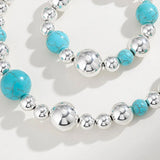 Artificial Turquoise Alloy Beaded Bracelet Bracelets - Tophatter Daily Deals