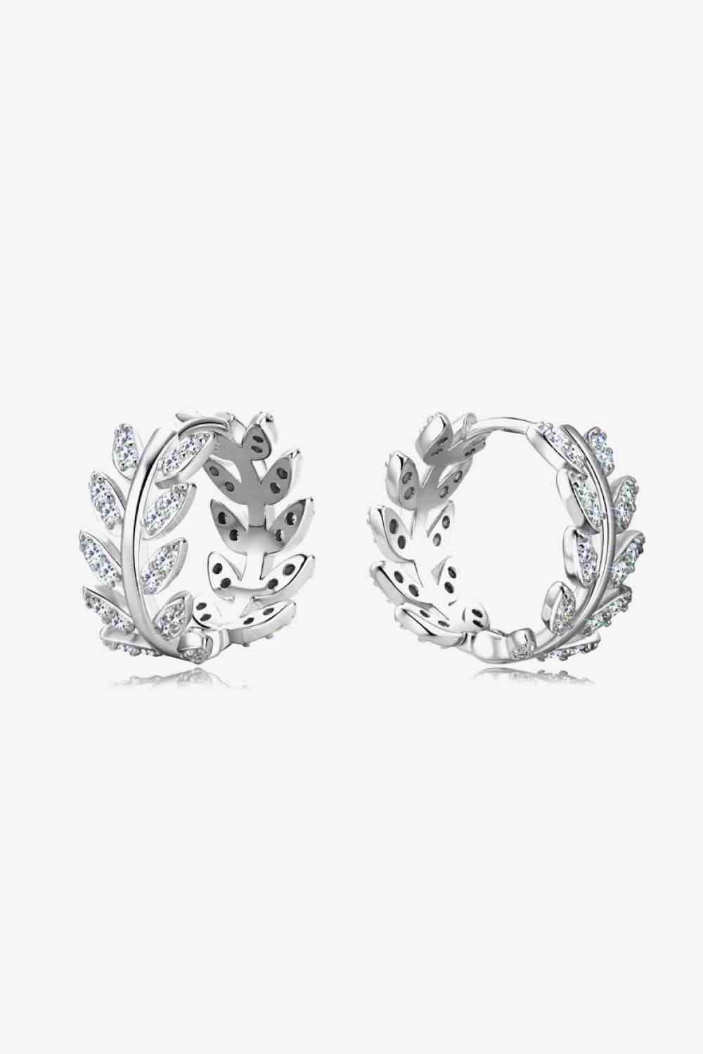 Moissanite Leaf 925 Sterling Silver Earrings Silver One Size Moissanite - Tophatter Daily Deals