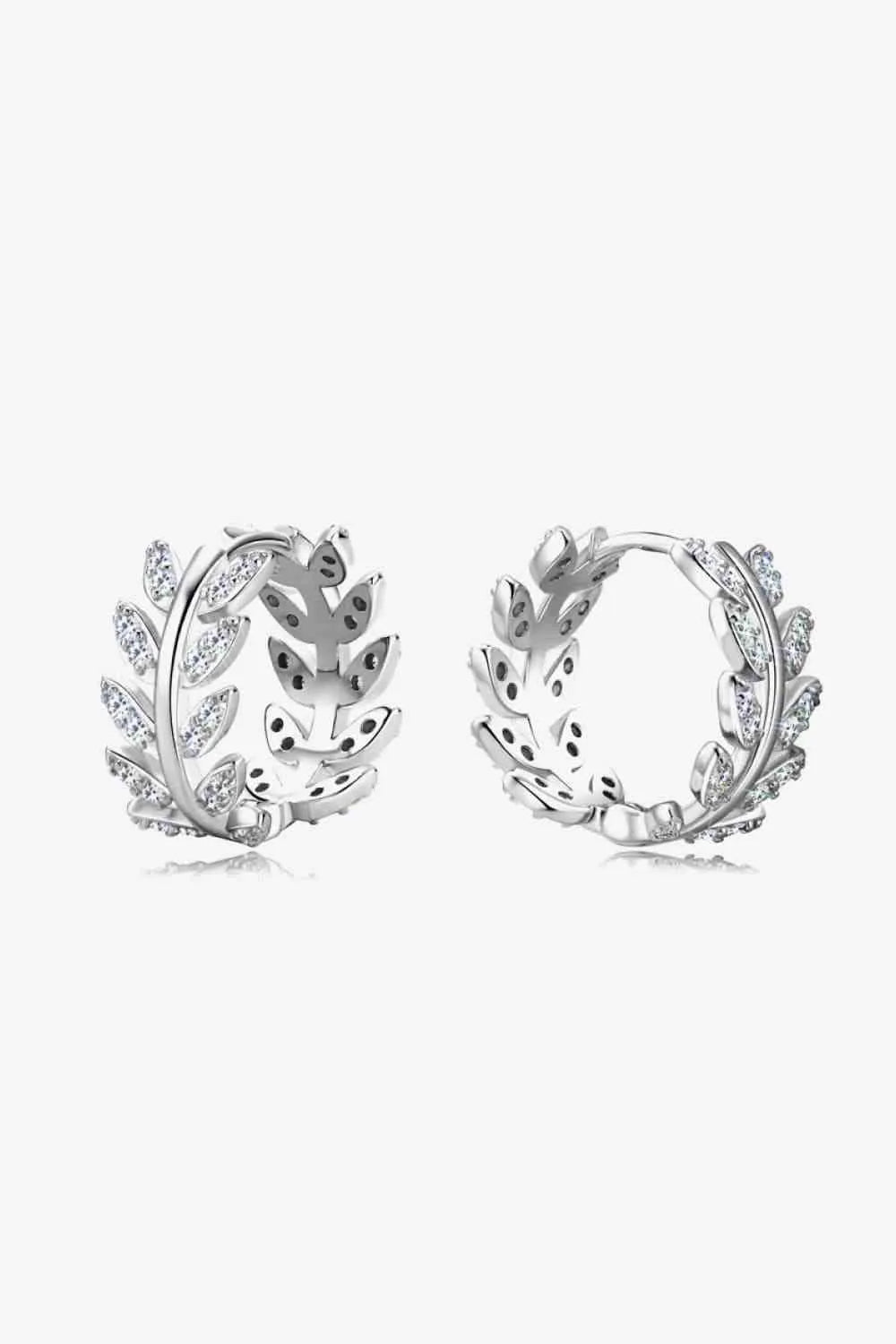 Moissanite Leaf 925 Sterling Silver Earrings Silver One Size Moissanite - Tophatter Daily Deals