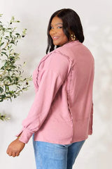 Culture Code Full Size Round Neck Exposed Seam Slit Top Blouses - Tophatter Daily Deals