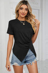 Ruched Round Neck Short Sleeve T-Shirt Women's T-Shirts - Tophatter Daily Deals