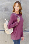 Basic Bae Full Size Round Neck Long Sleeve Top Blouses - Tophatter Daily Deals