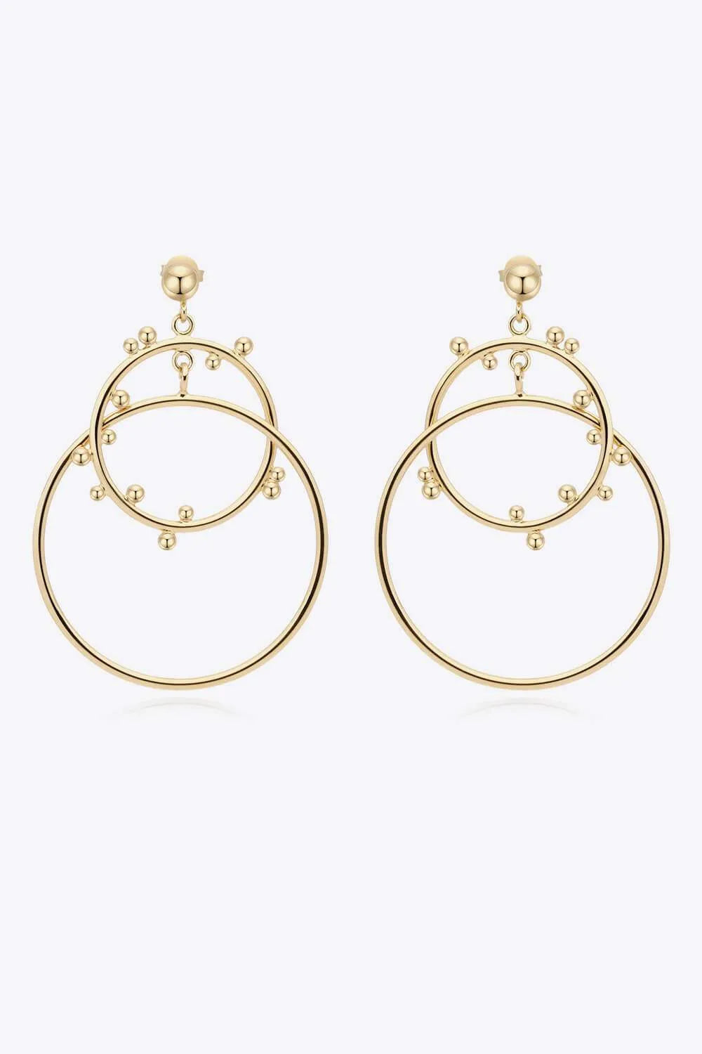 18K Gold-Plated Double Hoop Drop Earrings Gold One Size Earrings - Tophatter Daily Deals