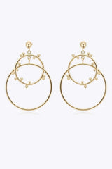 18K Gold-Plated Double Hoop Drop Earrings Gold One Size Earrings - Tophatter Daily Deals