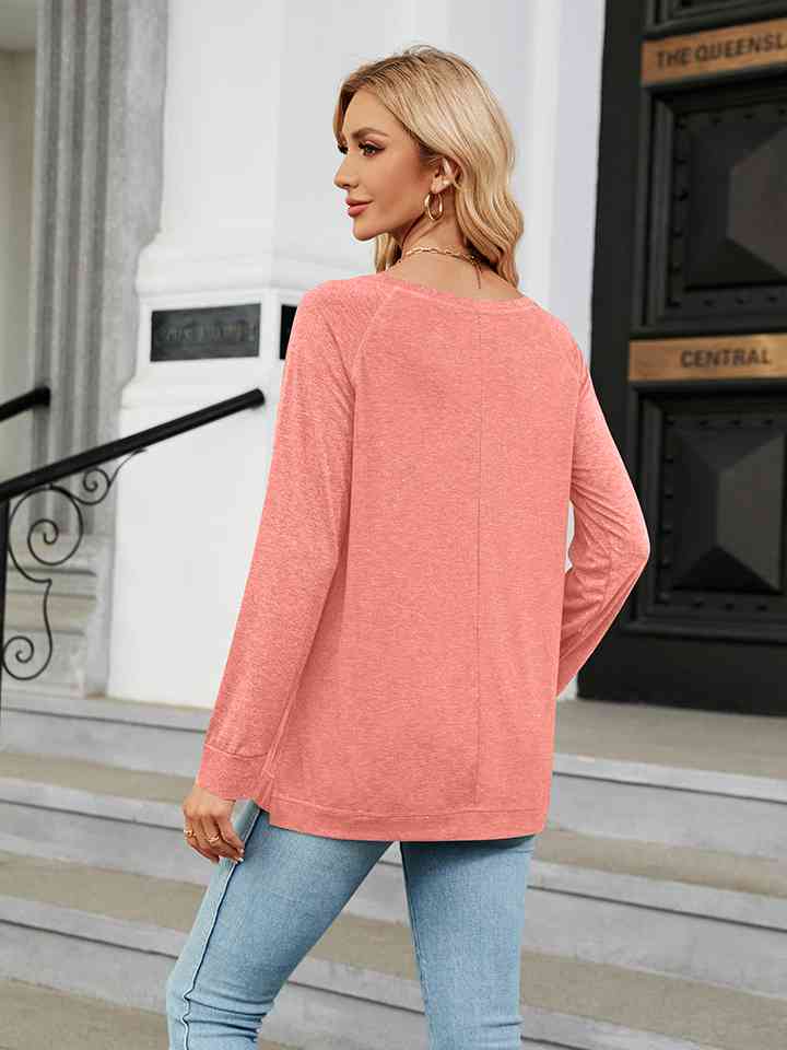 Round Neck Long Sleeve T-Shirt Women's T-Shirts - Tophatter Daily Deals