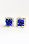 925 Sterling Silver 4 Carat Moissanite Square Earrings Blue One Size Moissanite - Tophatter Daily Deals