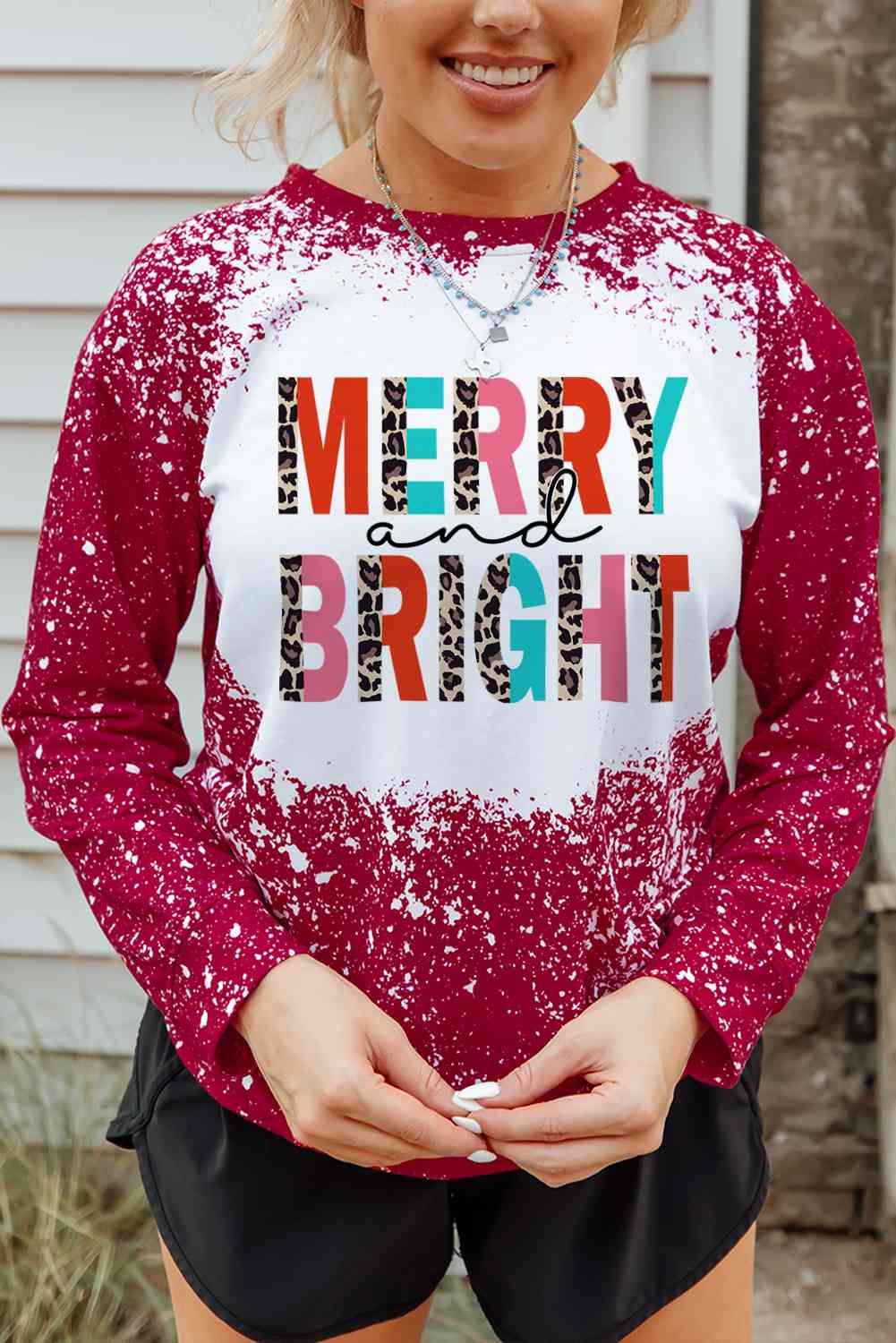 MERRY AND BRIGHT Graphic T-Shirt Women's T-Shirts - Tophatter Daily Deals