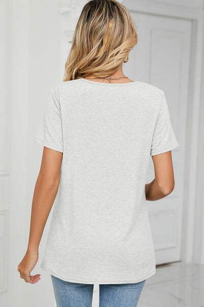 Ruched Heathered Short Sleeve T-Shirt Women's T-Shirts - Tophatter Daily Deals