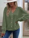 V-Neck Dropped Shoulder Blouse Moss Blouses - Tophatter Daily Deals