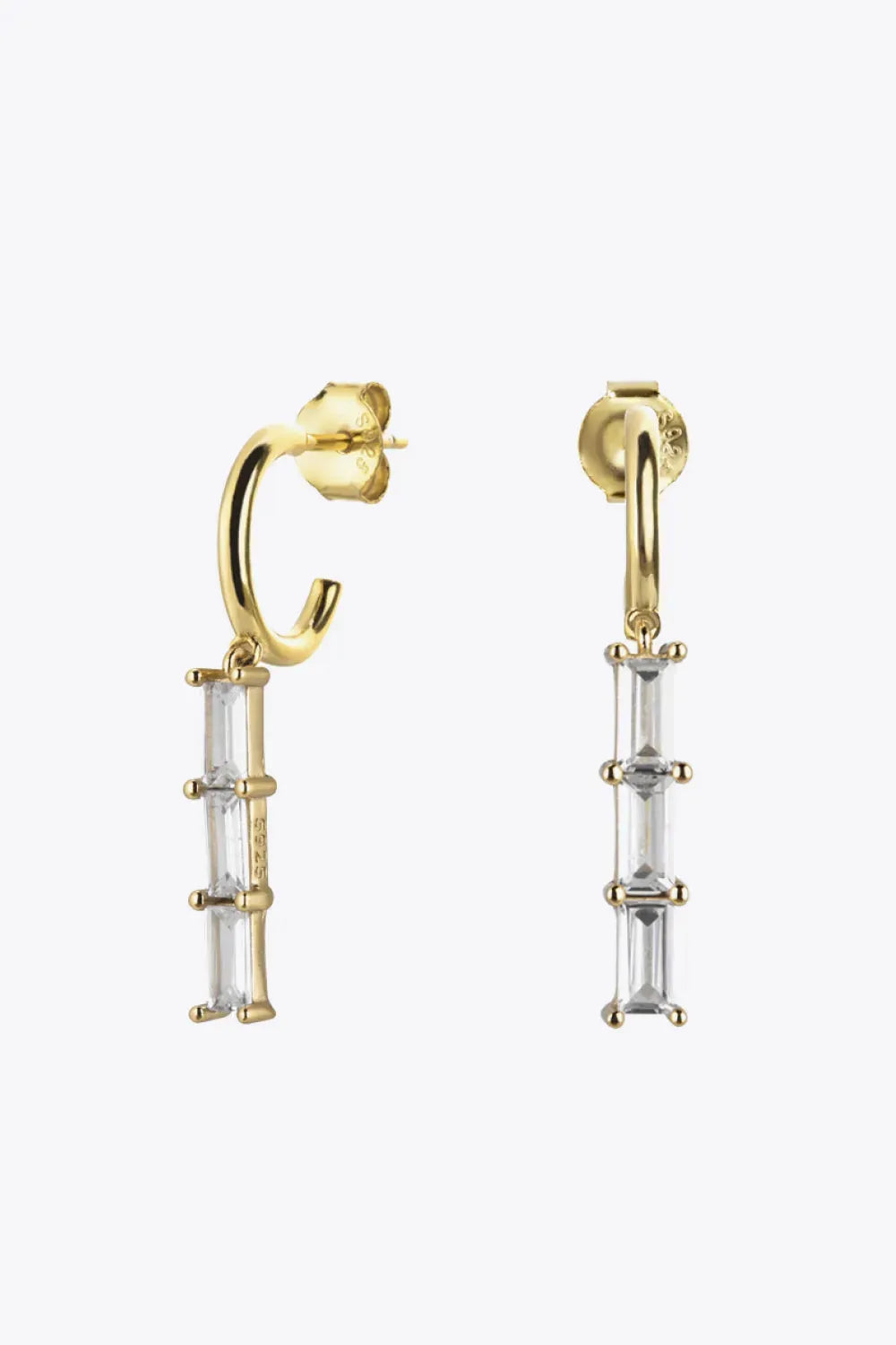 Inlaid Zircon 925 Sterling Silver Earrings Gold White One Size Earrings - Tophatter Daily Deals