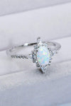 Platinum-Plated Opal and Zircon Ring Opal Opal - Tophatter Daily Deals