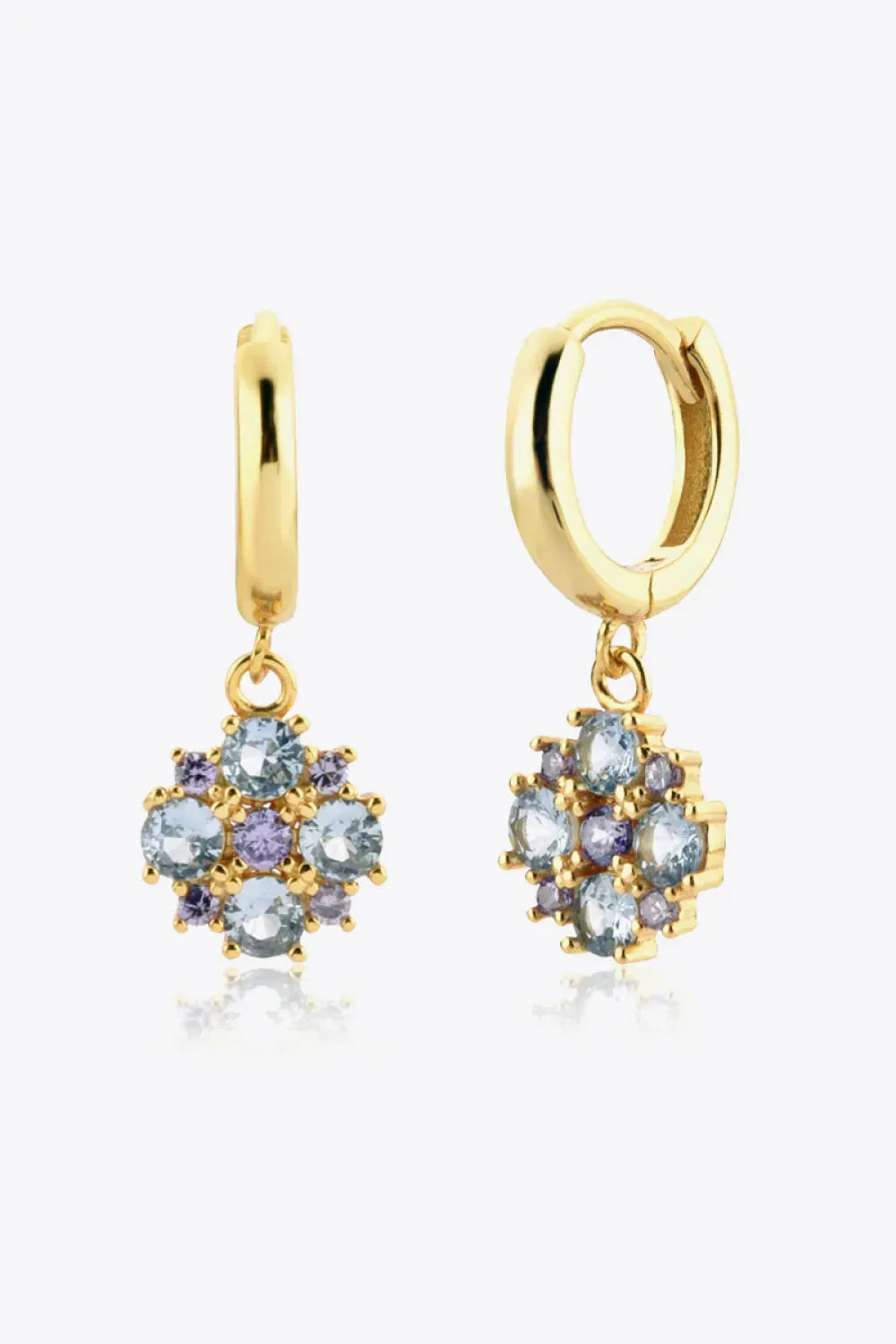 Inlaid Zircon 925 Sterling Silver Drop Earrings Pastel Blue One Size Earrings - Tophatter Daily Deals