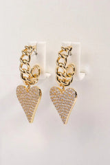 Zircon Decor Heart C-Hoop Drop Earrings Earrings - Tophatter Daily Deals