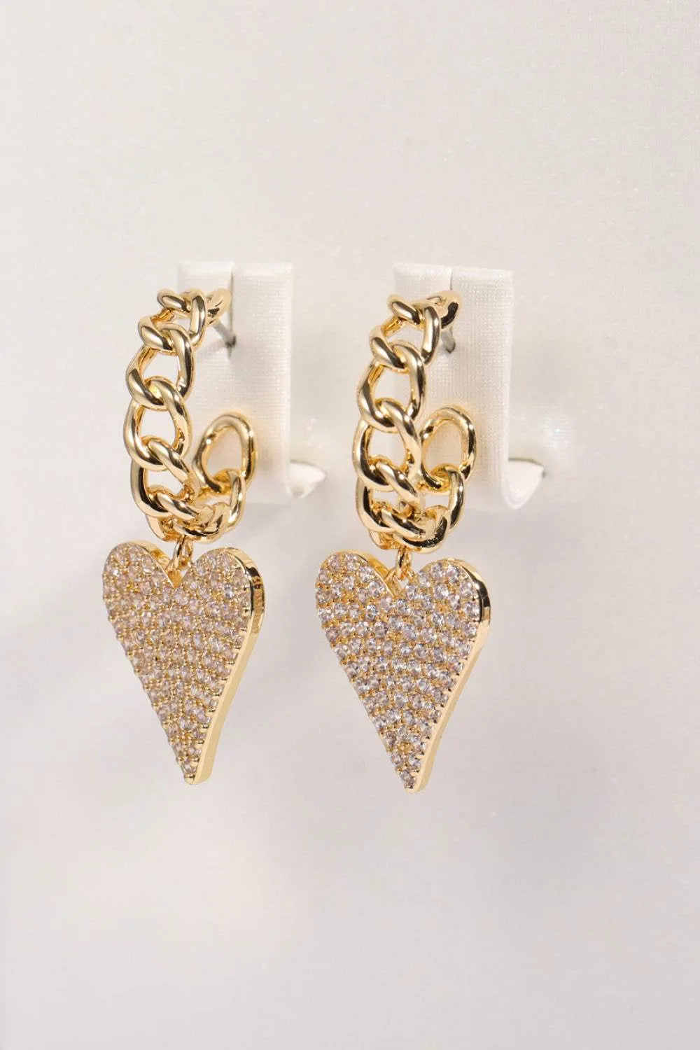 Zircon Decor Heart C-Hoop Drop Earrings Earrings - Tophatter Daily Deals