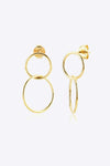 925 Sterling Silver Double Hoop Drop Earrings Gold One Size Earrings - Tophatter Daily Deals
