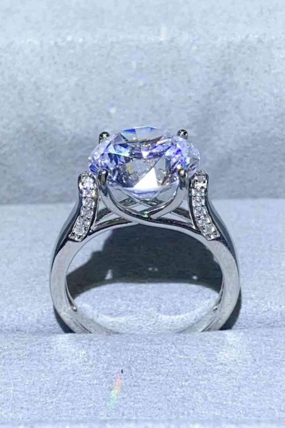 5 Carat Moissanite Platinum-Plated Ring Silver Moissanite - Tophatter Daily Deals