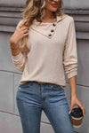 Decorative Button Long Sleeve Top Dust Storm Blouses - Tophatter Daily Deals