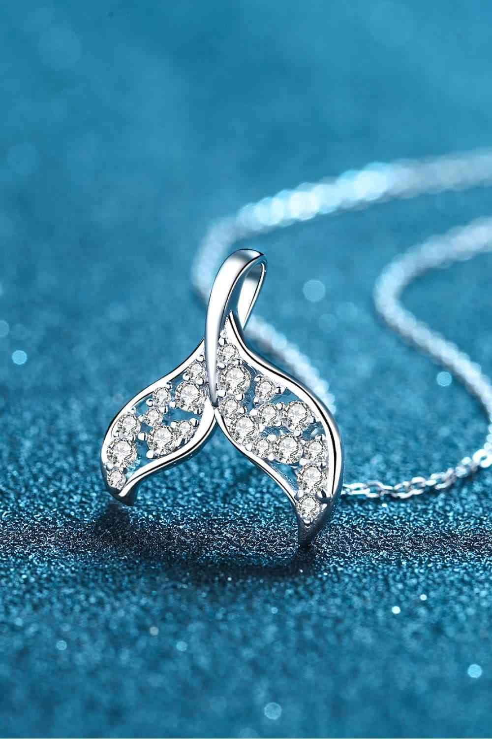 Moissanite Fishtail Pendant 925 Sterling Silver Necklace Moissanite - Tophatter Daily Deals