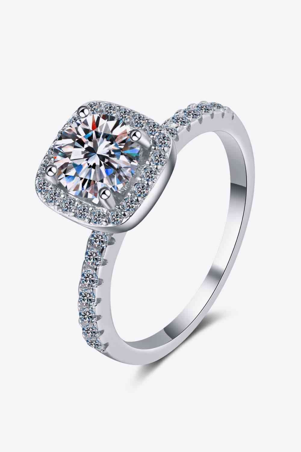 2 Carat Moissanite Square Halo Ring Silver Moissanite - Tophatter Daily Deals